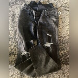 Old Navy Maternity SZ 4&6 Black Ripped distressed super Skinny Jeans,raw hem,NWT